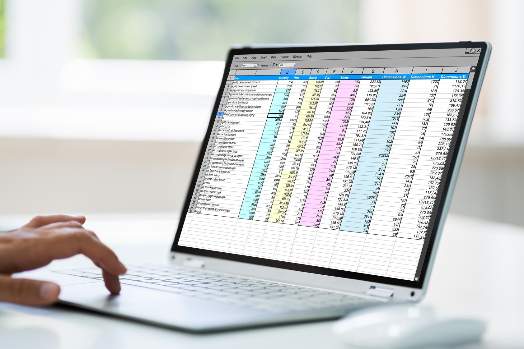 Computer Spreadsheet. Analyst Employee Working